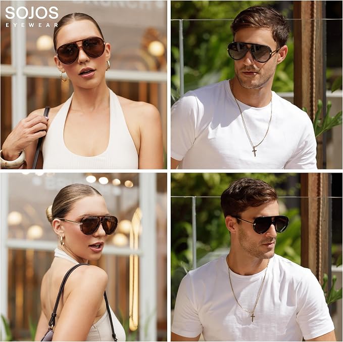 SOJOS Retro Oversized Aviator Polarized Sunglasses